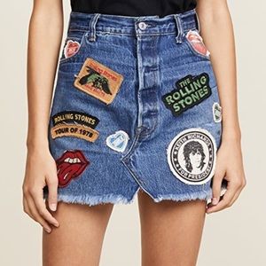 Madeworn rock Rolling Stones jean skirt
